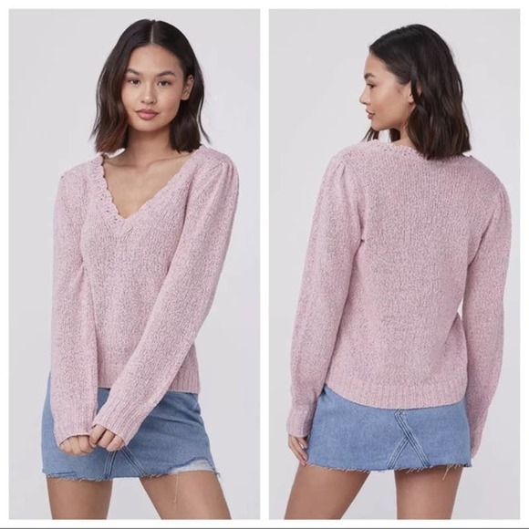 PAIGE Alicia Scalloped Neckline Sweater in Pink - Size Small - Picture 1 of 14